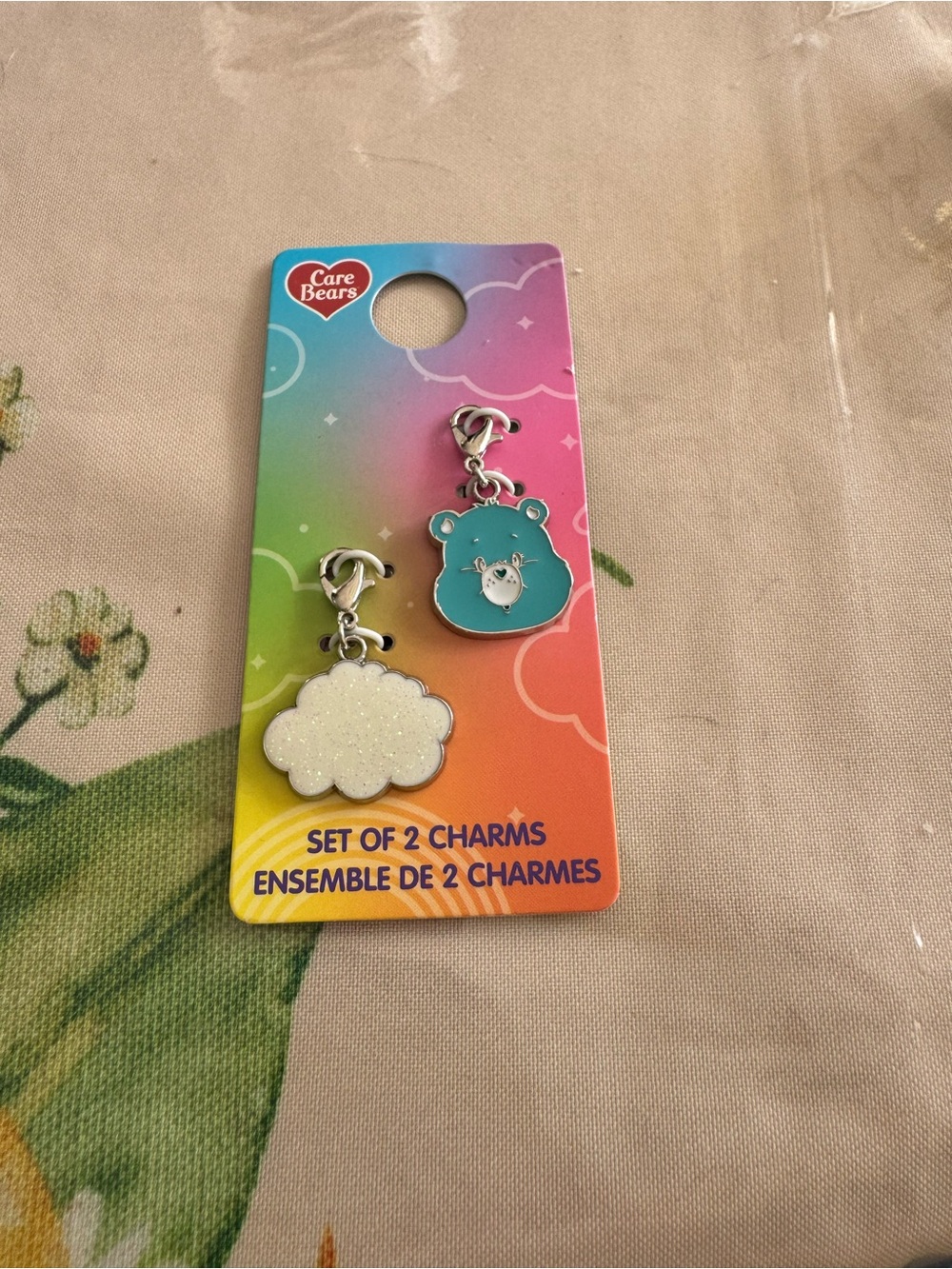 Set of two Carebear charms- cloud and blue bear, sooo cute